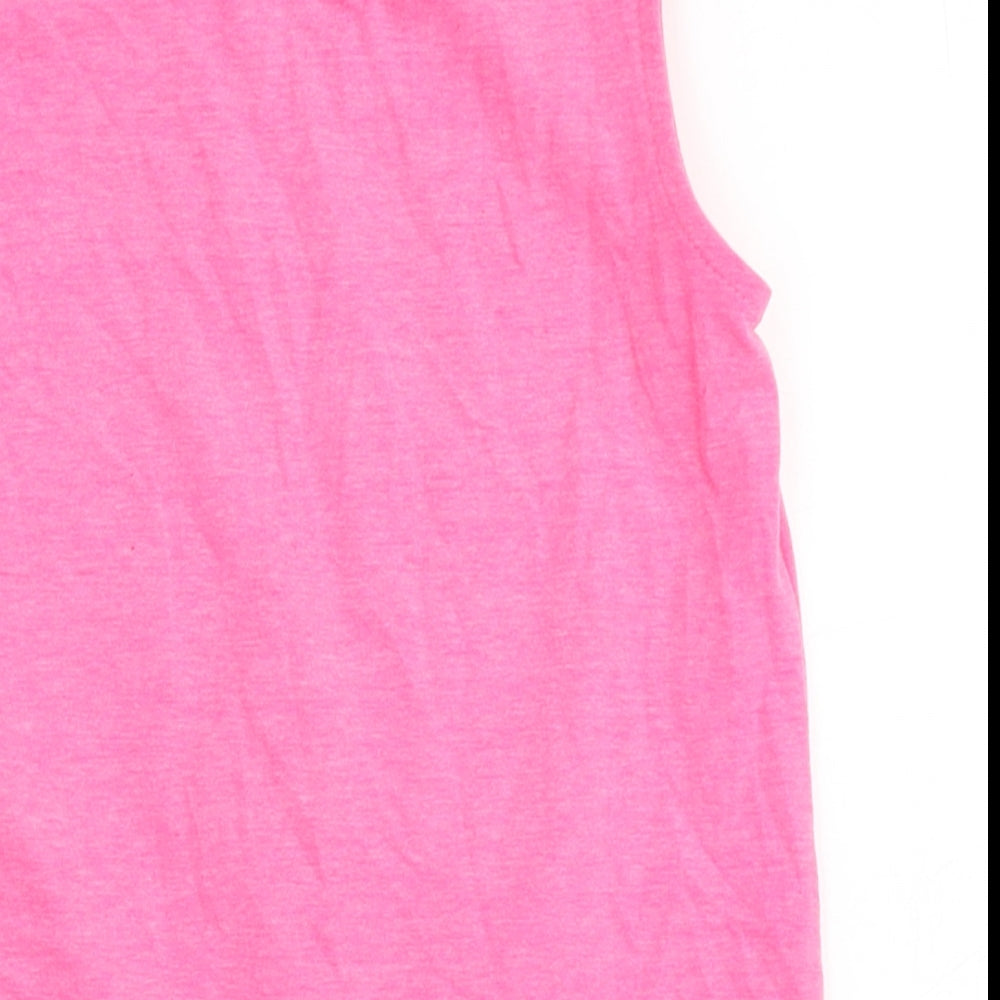 George Girls Pink  Polyester Basic Tank Size 6-7 Years Round Neck Pullover - Flamingo
