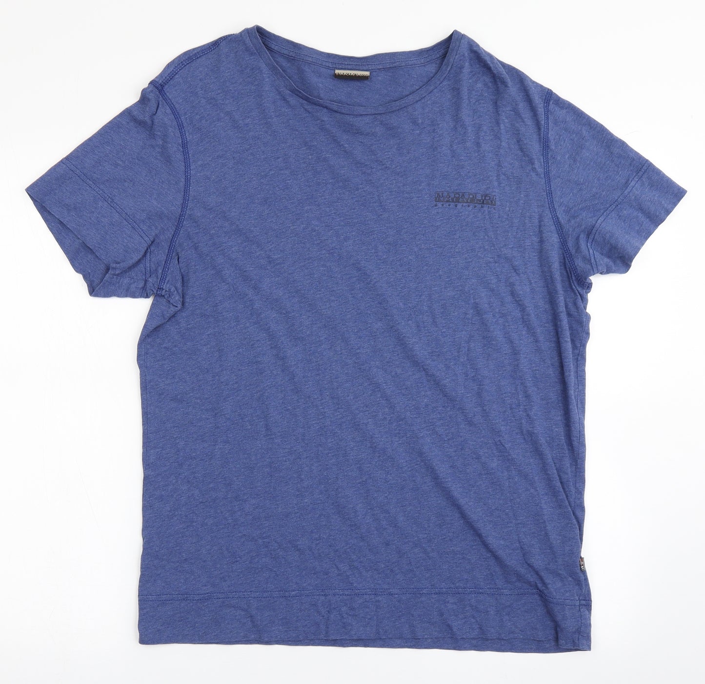 Napapijri Mens Blue  Cotton  T-Shirt Size L Round Neck