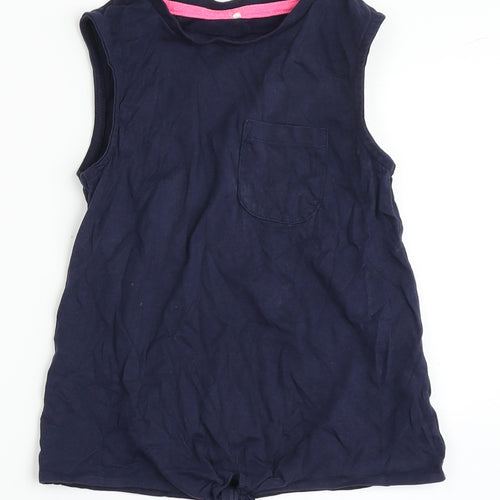 George Girls Blue  100% Cotton Basic Tank Size 6-7 Years Round Neck Push Lock