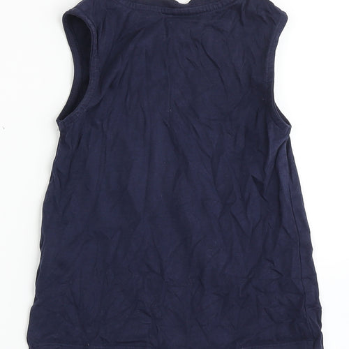 George Girls Blue  100% Cotton Basic Tank Size 6-7 Years Round Neck Push Lock