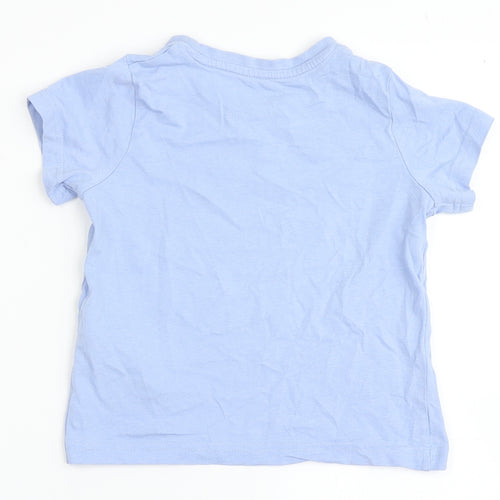 Primark Girls Blue  100% Cotton Basic T-Shirt Size 3-4 Years Round Neck Pullover - We Shine Together