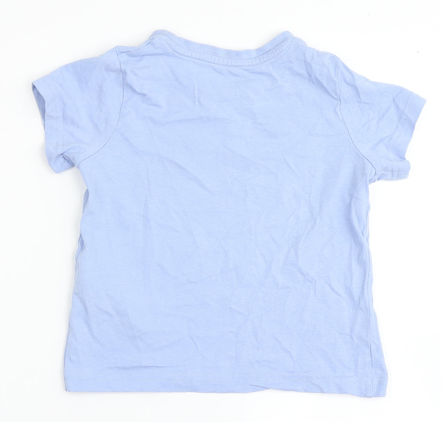 Primark Girls Blue  100% Cotton Basic T-Shirt Size 3-4 Years Round Neck Pullover - We Shine Together