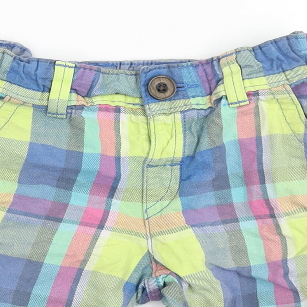Marks and Spencer Boys Multicoloured Check 100% Cotton Cargo Shorts Size 3-4 Years  Regular