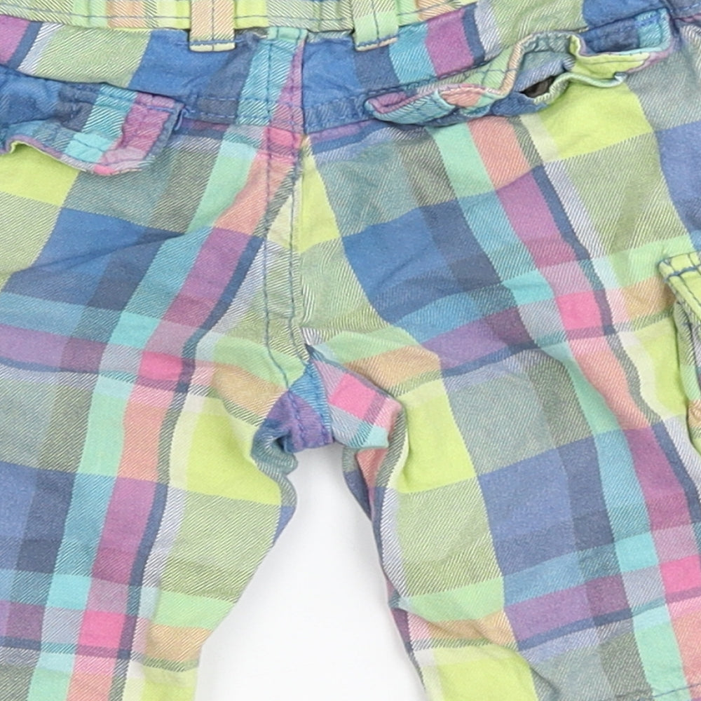 Marks and Spencer Boys Multicoloured Check 100% Cotton Cargo Shorts Size 3-4 Years  Regular