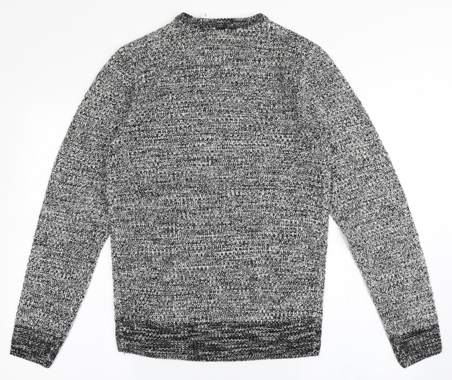 Easy Mens Grey Round Neck  Acrylic Pullover Jumper Size S