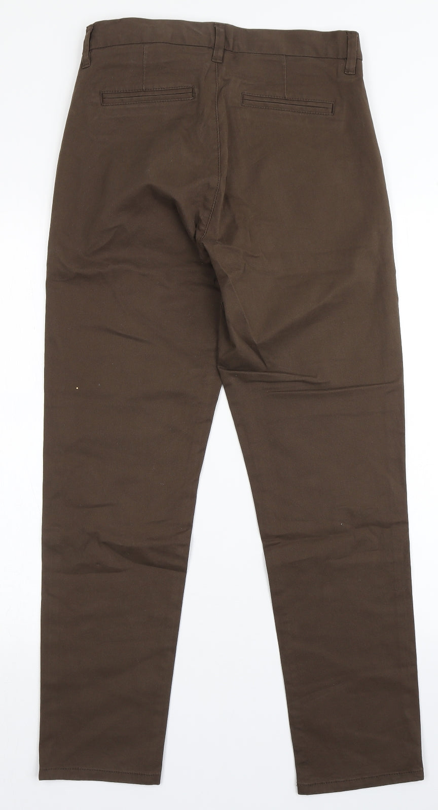 NEXT Mens Brown  Cotton Chino Trousers Size 28 L29 in Regular Button - Short Leg