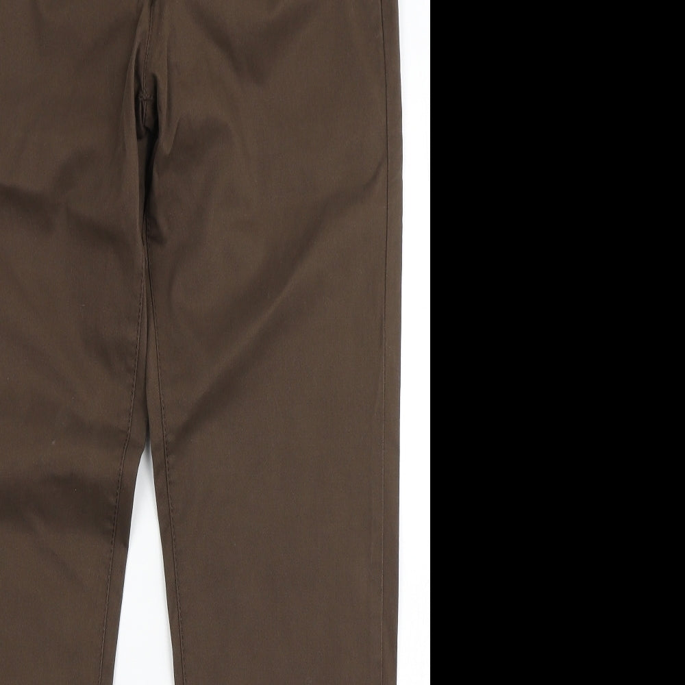 NEXT Mens Brown  Cotton Chino Trousers Size 28 L29 in Regular Button - Short Leg