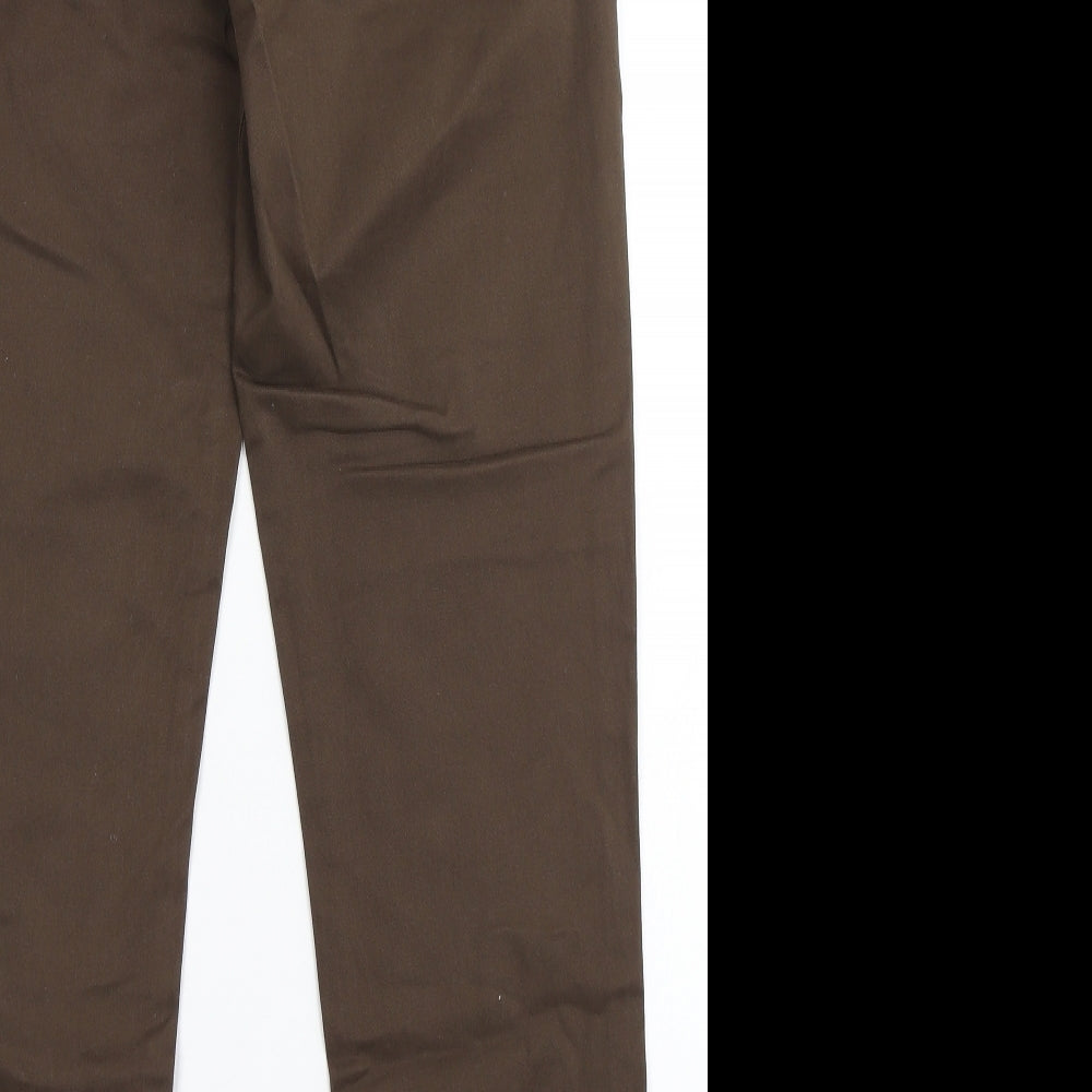NEXT Mens Brown  Cotton Chino Trousers Size 28 L29 in Regular Button - Short Leg