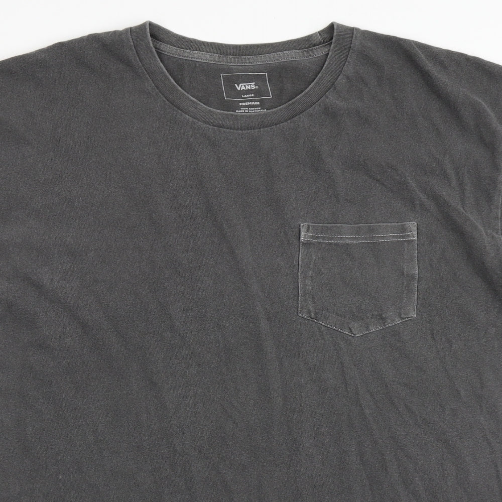 VANS Mens Grey  Cotton  T-Shirt Size L Round Neck