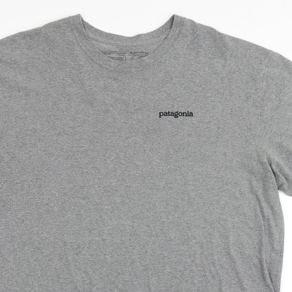 Patagonia Mens Grey  Polyester  T-Shirt Size L Round Neck