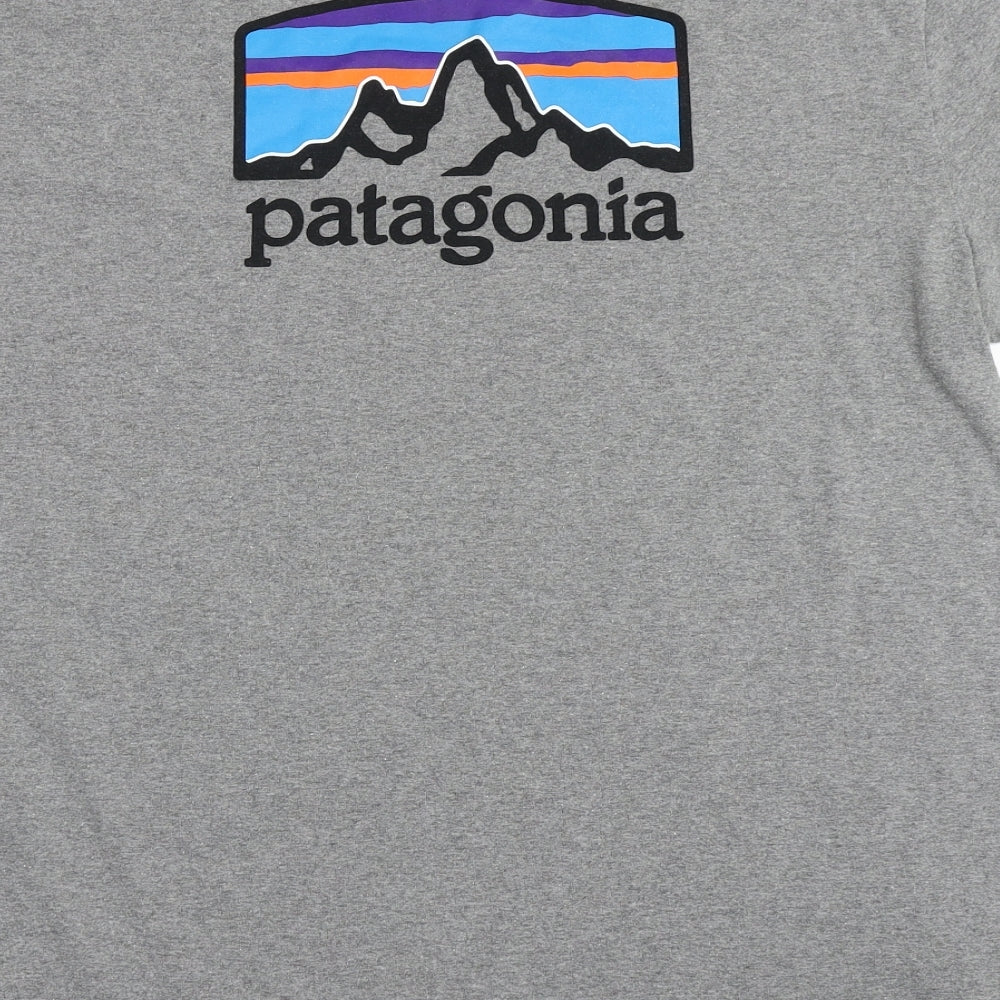 Patagonia Mens Grey  Polyester  T-Shirt Size L Round Neck