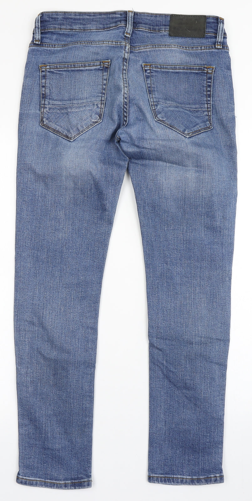River Island Mens Blue  Cotton Skinny Jeans Size 30 L27 in Regular Button