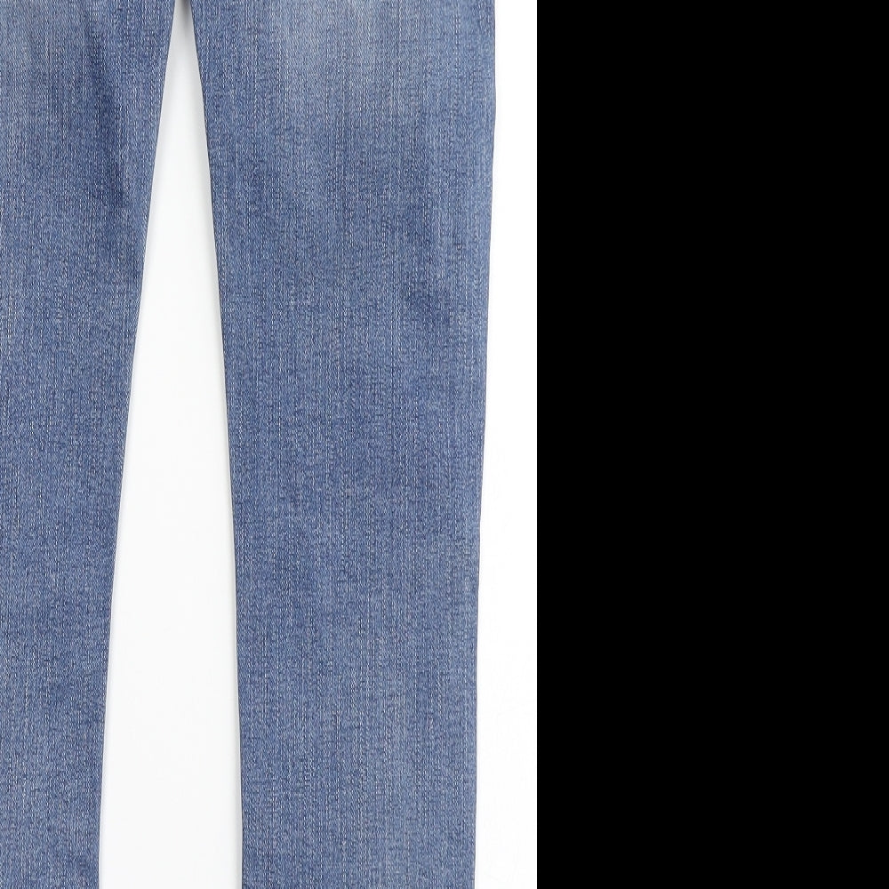 River Island Mens Blue  Cotton Skinny Jeans Size 30 L27 in Regular Button
