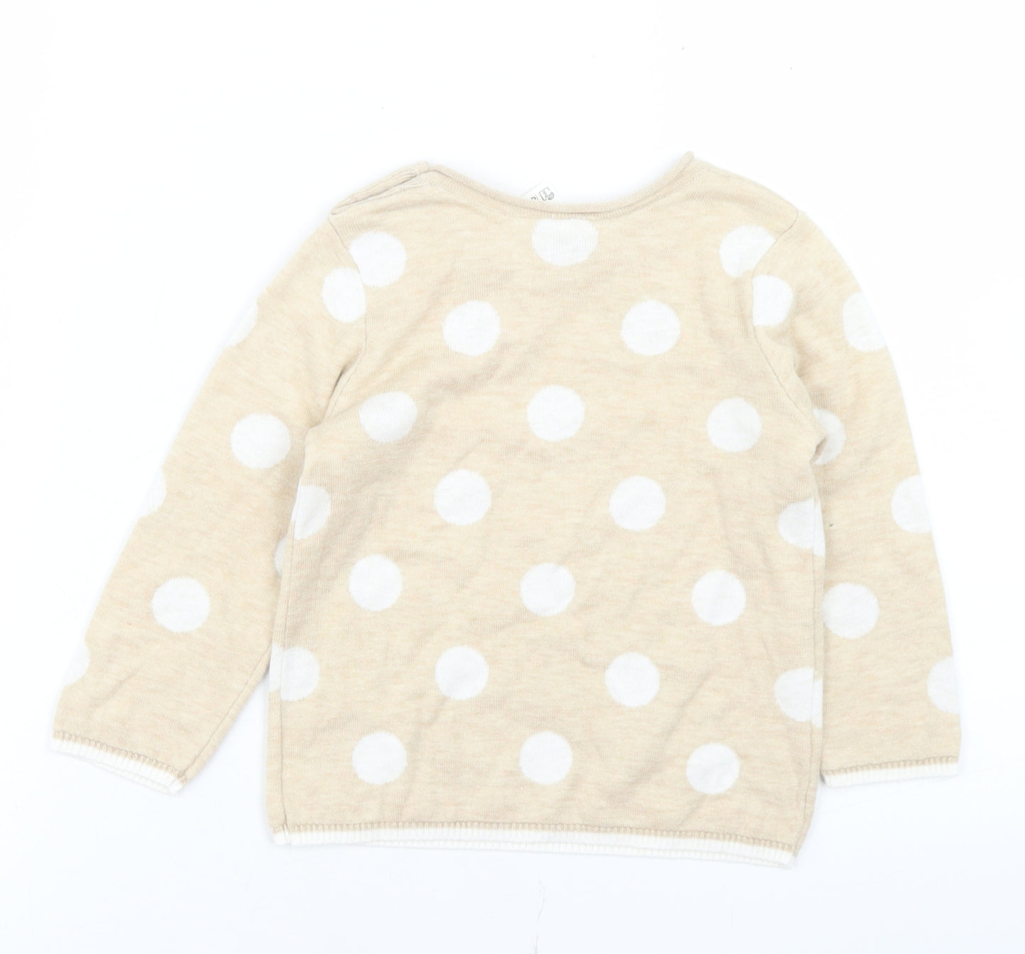 H&M Girls Beige Polka Dot Polyamide Pullover Jumper Size 12-18 Months  Button