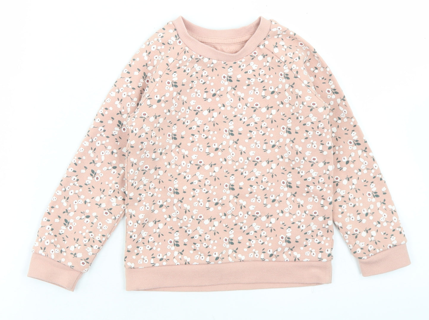 Primark Girls Pink Floral Cotton Pullover Sweatshirt Size 2-3 Years