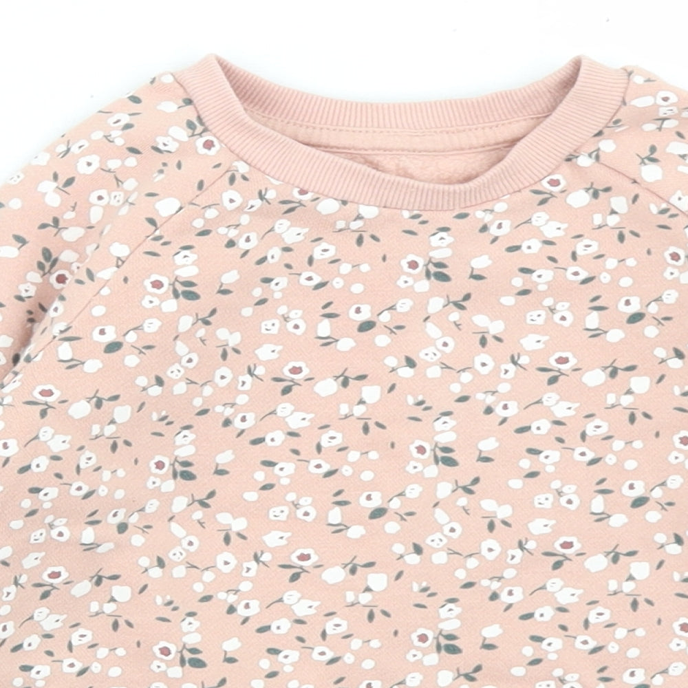Primark Girls Pink Floral Cotton Pullover Sweatshirt Size 2-3 Years