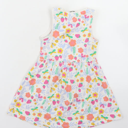 E-vie Angel Girls White Floral Cotton Skater Dress  Size 2-3 Years  Crew Neck