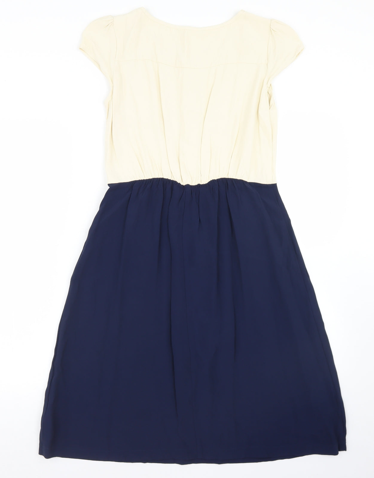 Marks and Spencer Womens Blue Colourblock Viscose Skater Dress  Size 12  Round Neck