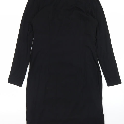 Per Una Womens Black  Viscose Sheath  Size 12  Round Neck  - Lace Trime