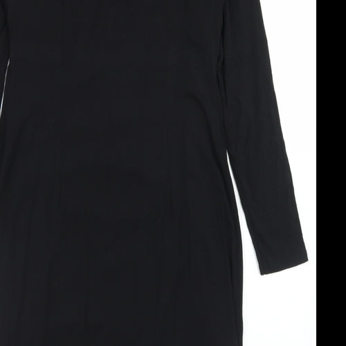 Per Una Womens Black  Viscose Sheath  Size 12  Round Neck  - Lace Trime