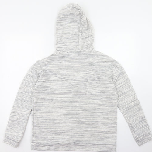 Matalan Womens Grey Striped Polyester Pullover Hoodie Size M
