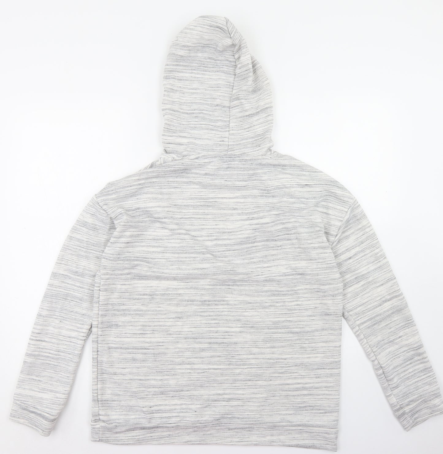 Matalan Womens Grey Striped Polyester Pullover Hoodie Size M