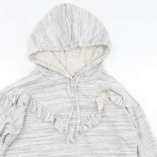 Matalan Womens Grey Striped Polyester Pullover Hoodie Size M