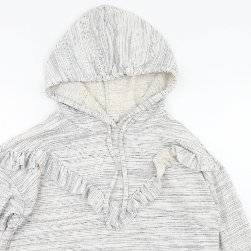 Matalan Womens Grey Striped Polyester Pullover Hoodie Size M