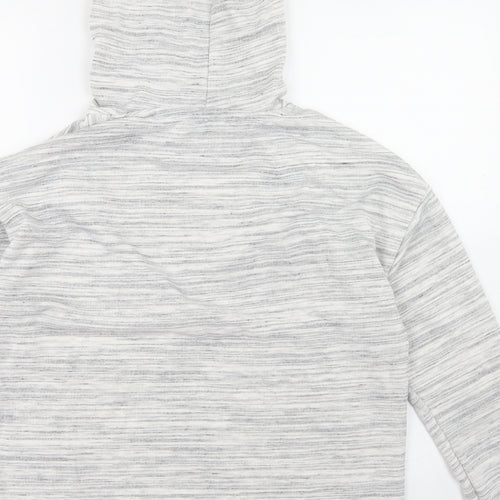 Matalan Womens Grey Striped Polyester Pullover Hoodie Size M