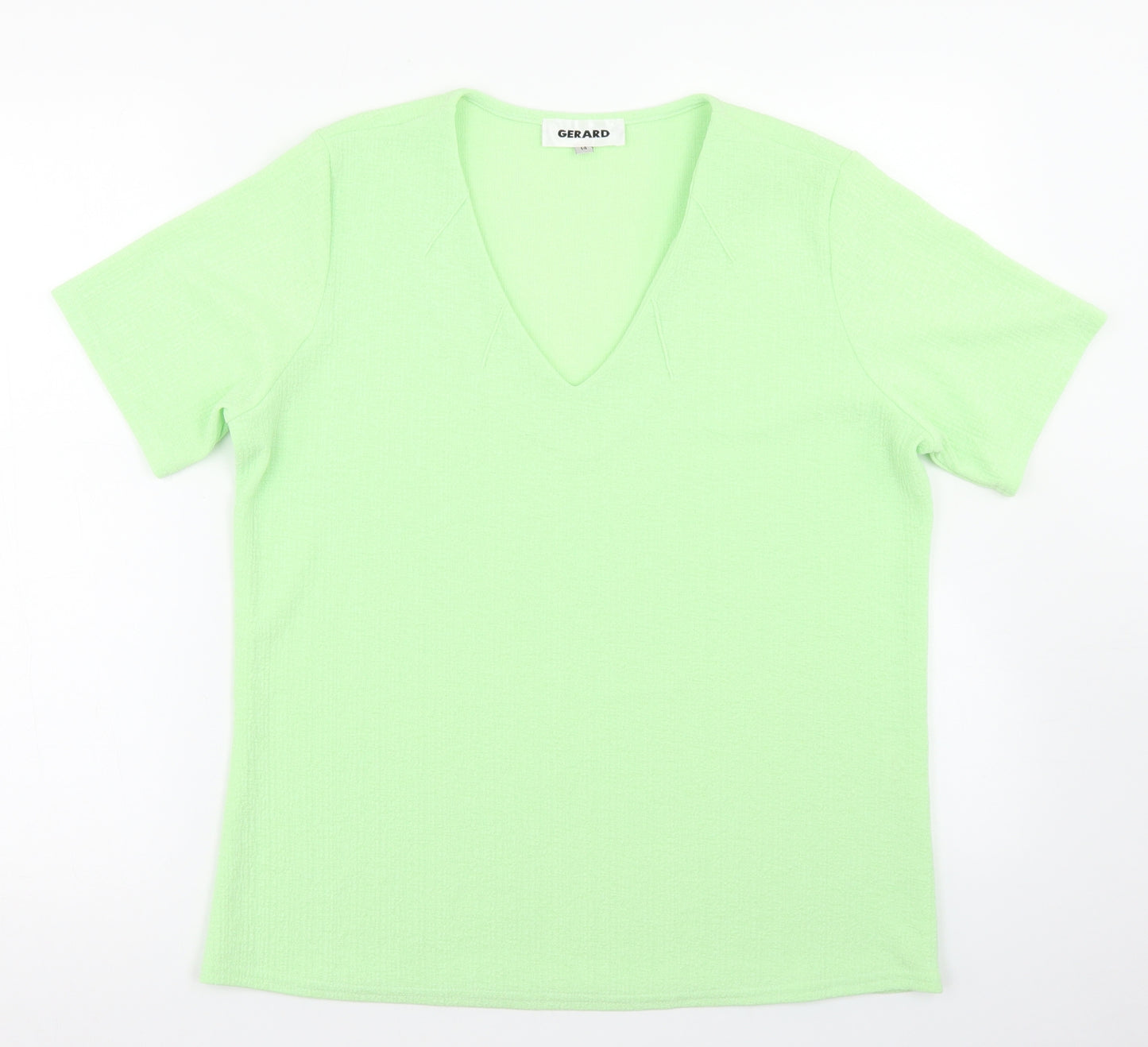 Gerard Womens Green  Polyester Basic Blouse Size 14 V-Neck