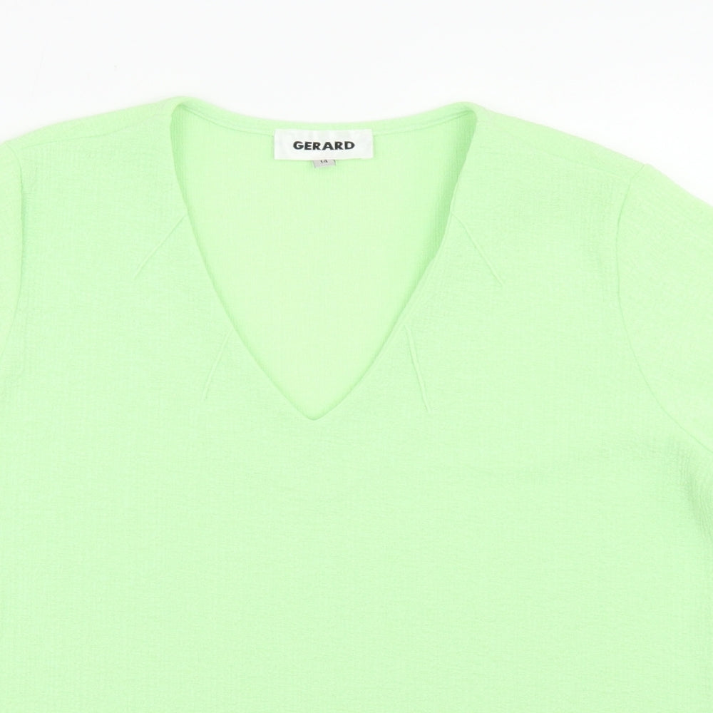 Gerard Womens Green  Polyester Basic Blouse Size 14 V-Neck