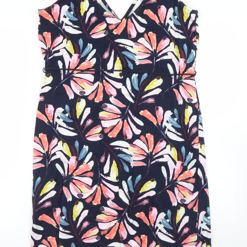 Marks and Spencer Womens Blue Floral Viscose A-Line  Size 14  V-Neck