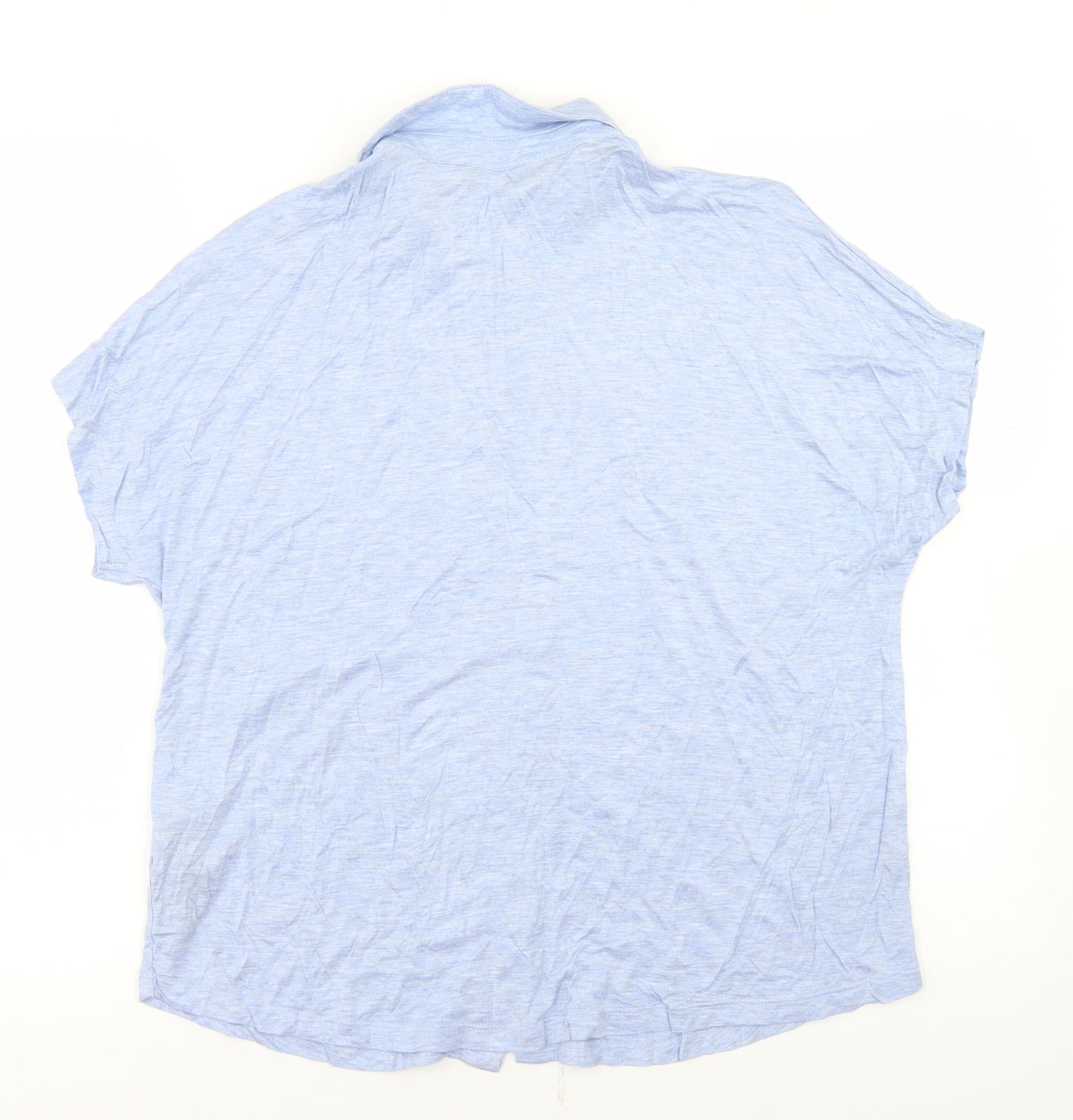Marks and Spencer Womens Blue  Viscose Basic Button-Up Size 16 Collared