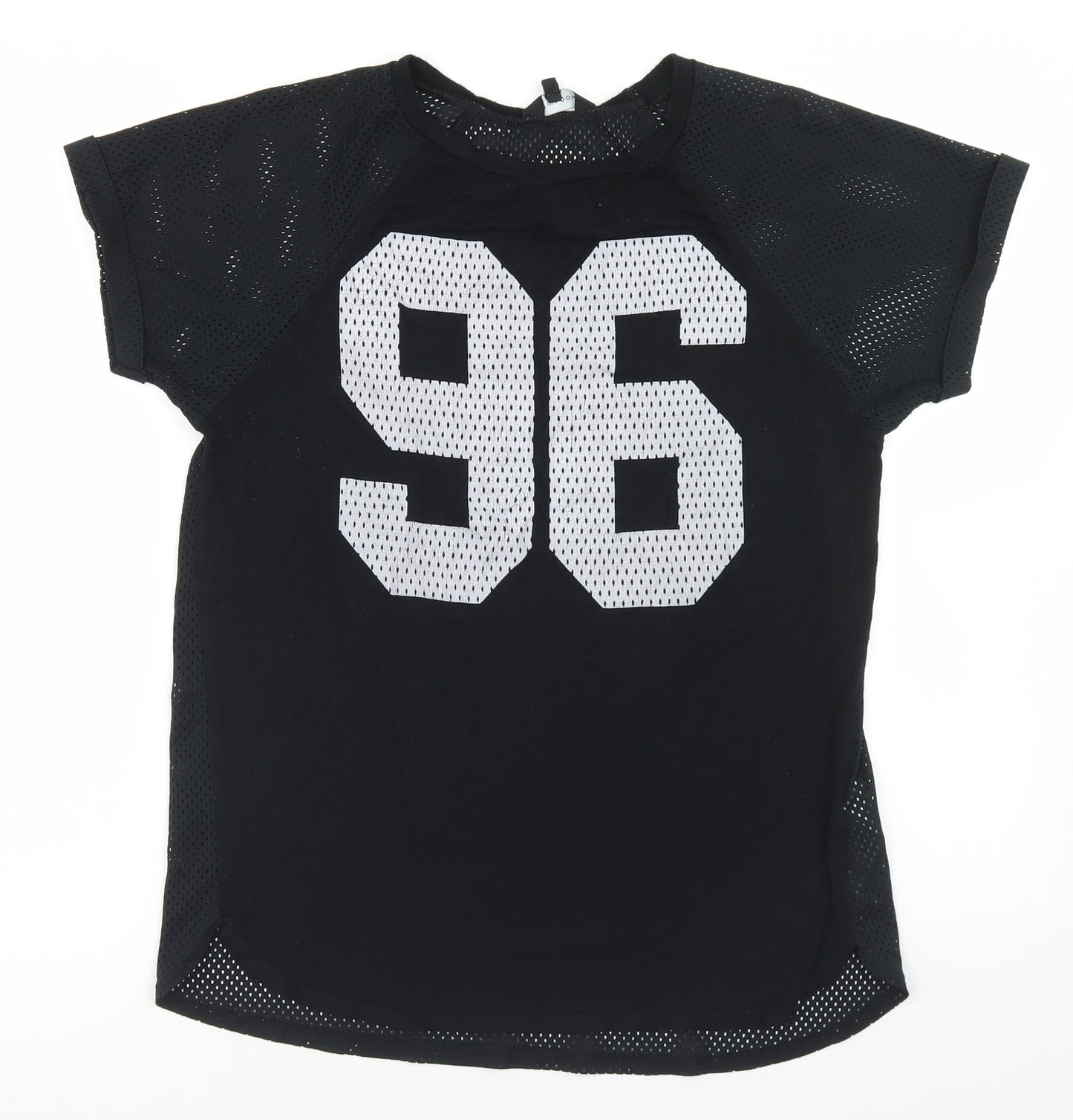 New Look Womens Black  Polyester Jersey T-Shirt Size 12 Crew Neck