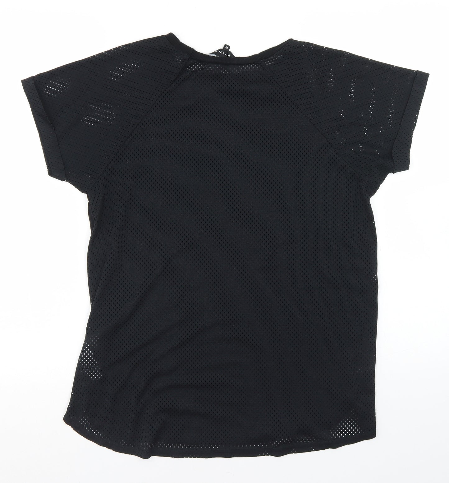 New Look Womens Black  Polyester Jersey T-Shirt Size 12 Crew Neck