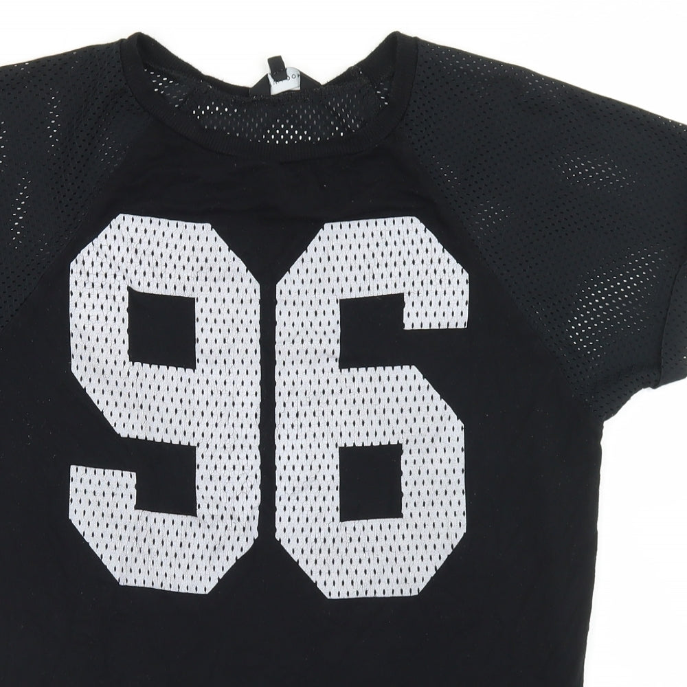 New Look Womens Black  Polyester Jersey T-Shirt Size 12 Crew Neck