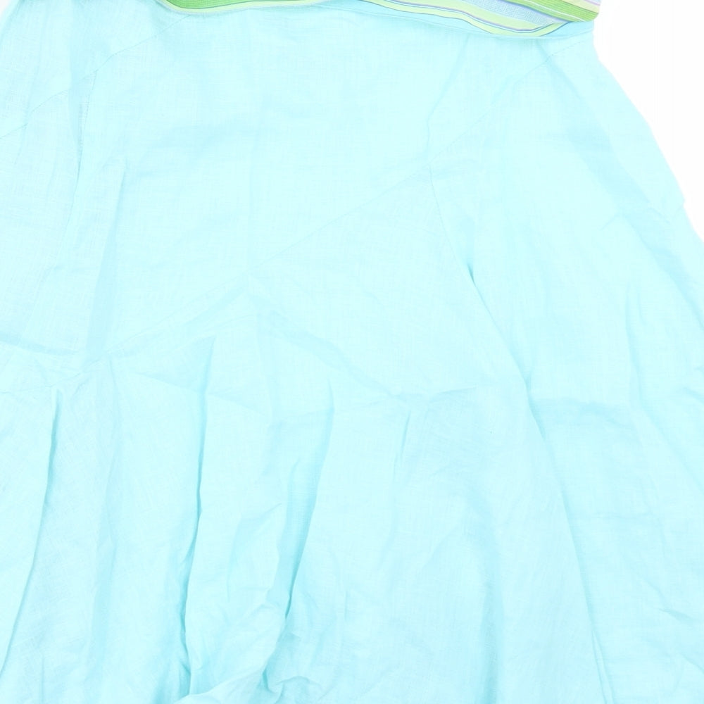 Awear Womens Blue  Linen Flare Skirt Size 8   Zip