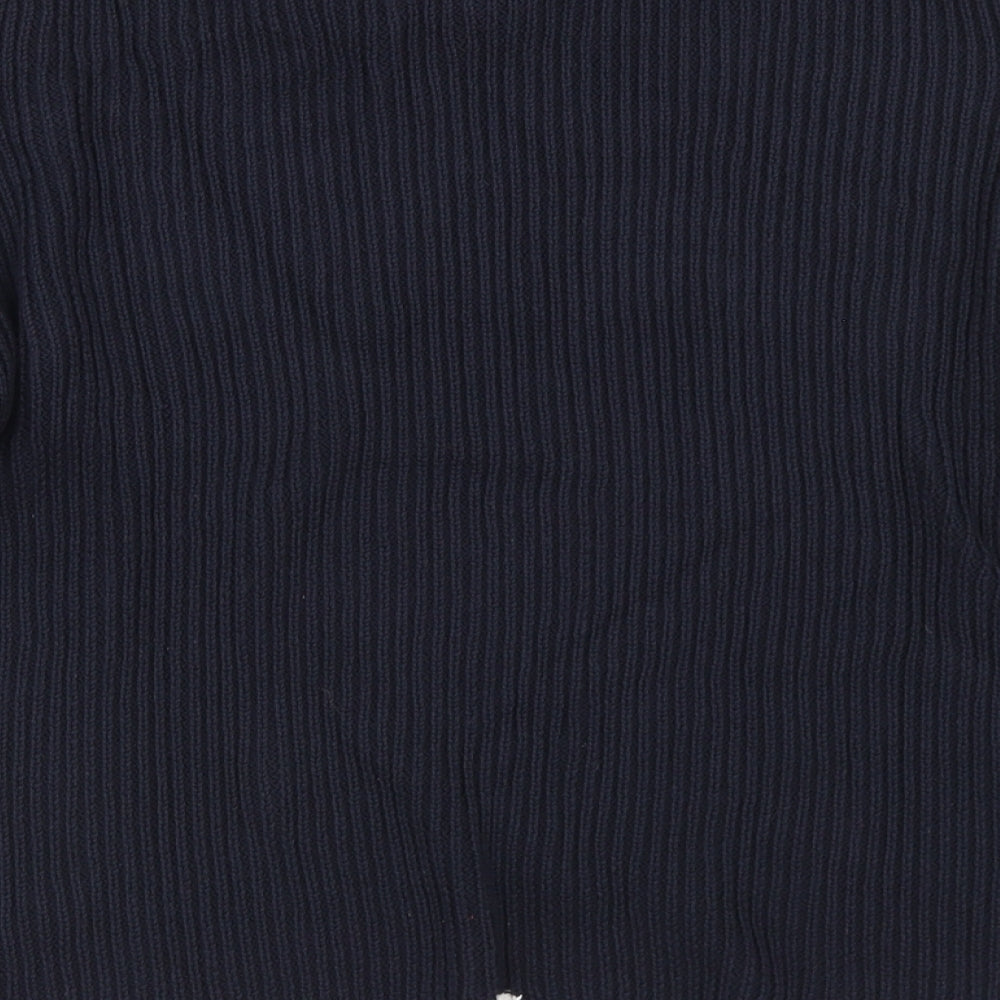 Marks and Spencer Womens Blue Crew Neck  Cotton Pullover Jumper Size 20   - Scalloped Edging