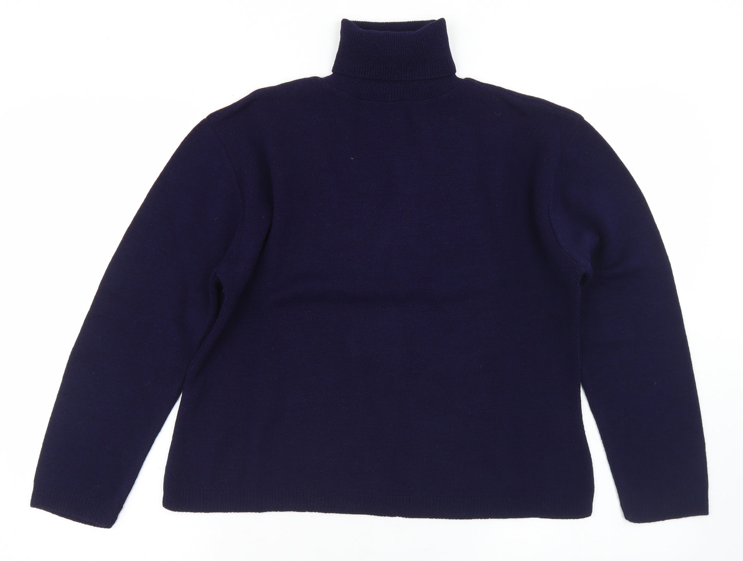 Nightingales Womens Blue Roll Neck  Acrylic Pullover Jumper Size L