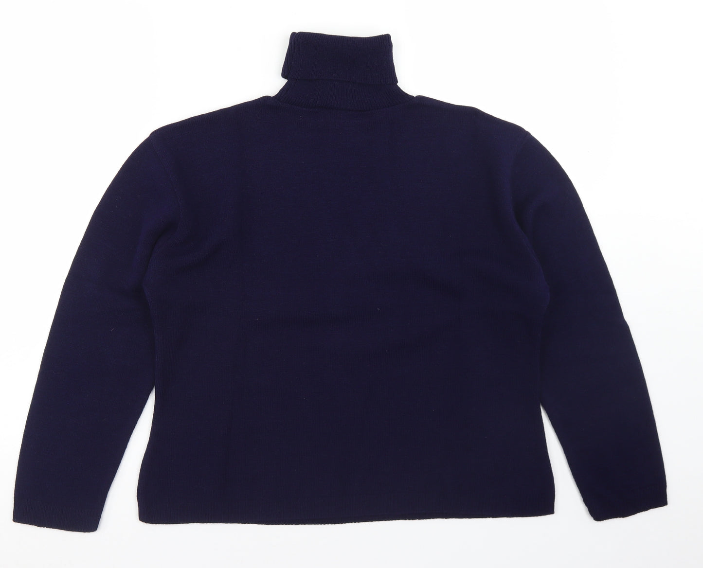 Nightingales Womens Blue Roll Neck  Acrylic Pullover Jumper Size L