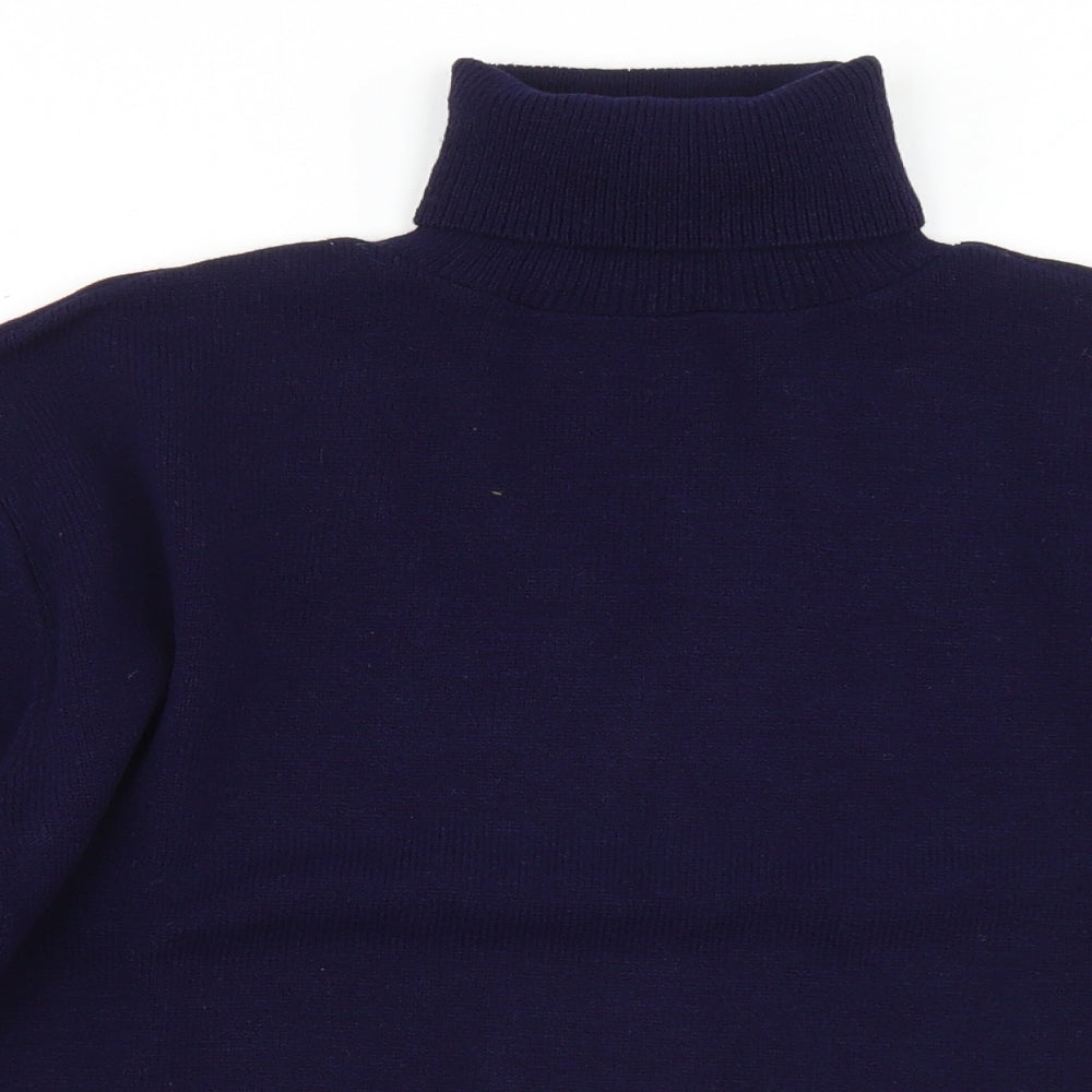 Nightingales Womens Blue Roll Neck  Acrylic Pullover Jumper Size L