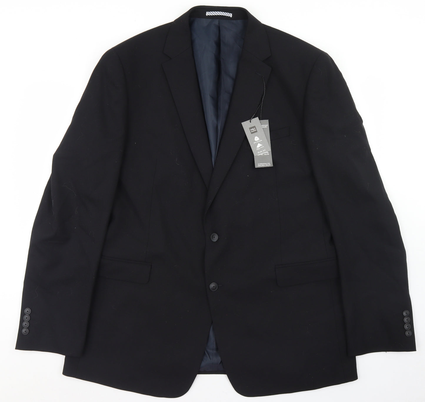 Marks and Spencer Mens Black  Wool Jacket Blazer Size 46