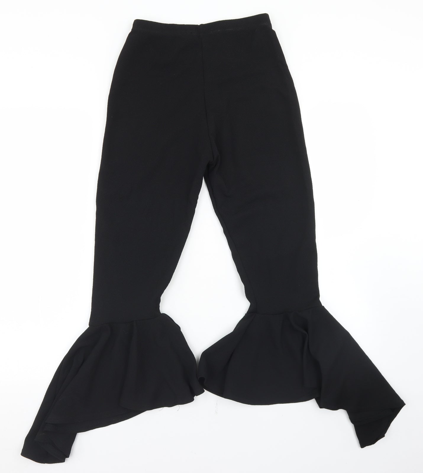 PRETTYLITTLETHING Womens Black  Polyester Cropped Trousers Size 8 L21 in Regular  - Bell Bottoms