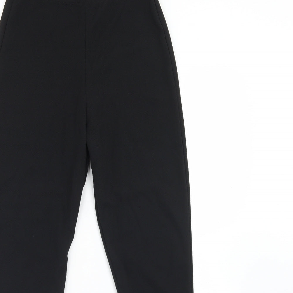 PRETTYLITTLETHING Womens Black  Polyester Cropped Trousers Size 8 L21 in Regular  - Bell Bottoms
