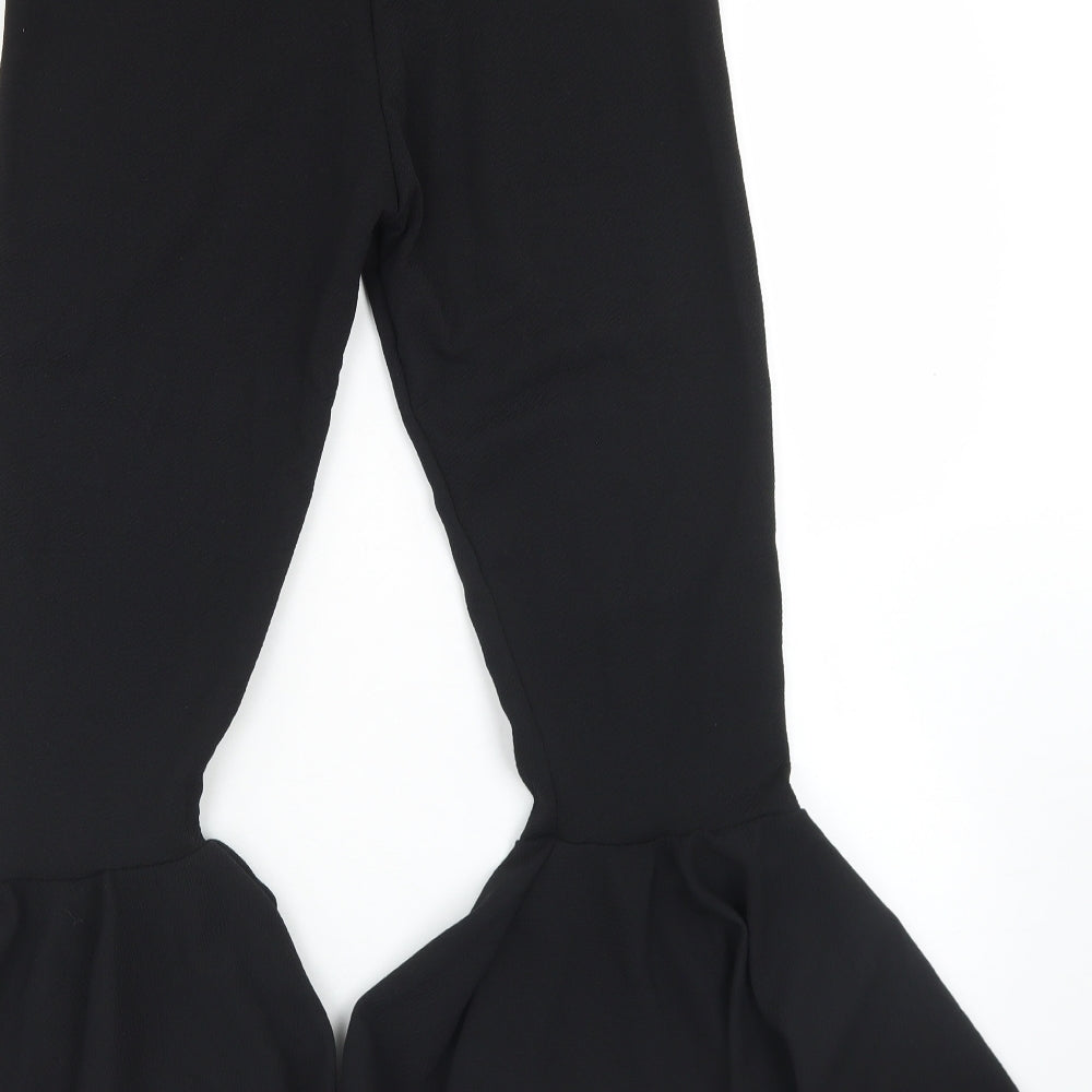PRETTYLITTLETHING Womens Black  Polyester Cropped Trousers Size 8 L21 in Regular  - Bell Bottoms