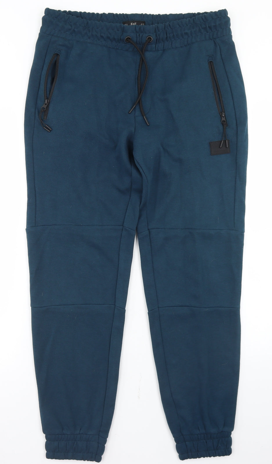 F&F Mens Blue  Cotton Jogger Trousers Size M L28 in Regular Drawstring