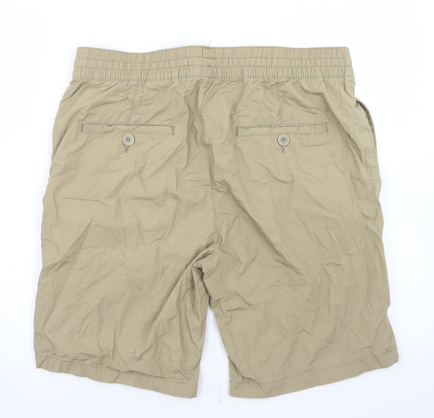 H&M Mens Beige  Cotton Chino Shorts Size M L8 in Regular Drawstring
