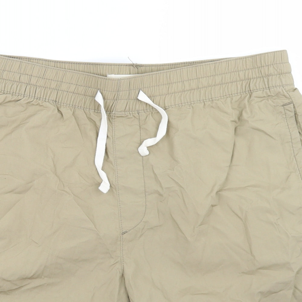 H&M Mens Beige  Cotton Chino Shorts Size M L8 in Regular Drawstring