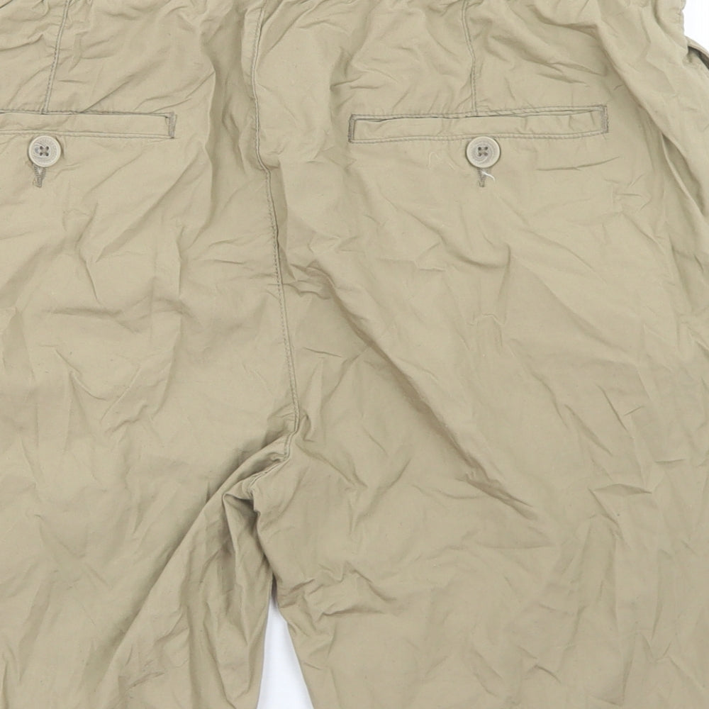 H&M Mens Beige  Cotton Chino Shorts Size M L8 in Regular Drawstring