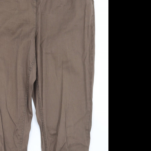 NEXT Womens Brown  Polyester Chino Trousers Size 38 in L28 in Regular Button